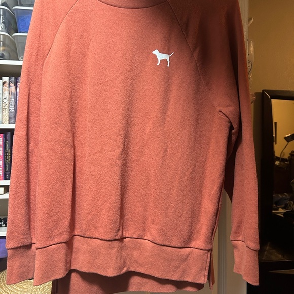 PINK Victoria's Secret Rust Sweatshirt with White Dog Emblem - Picture 2 of 3
